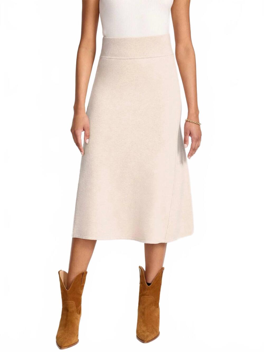 NEW BROCHU WALKER bay sculpted knit midi skirt in brulee mélange